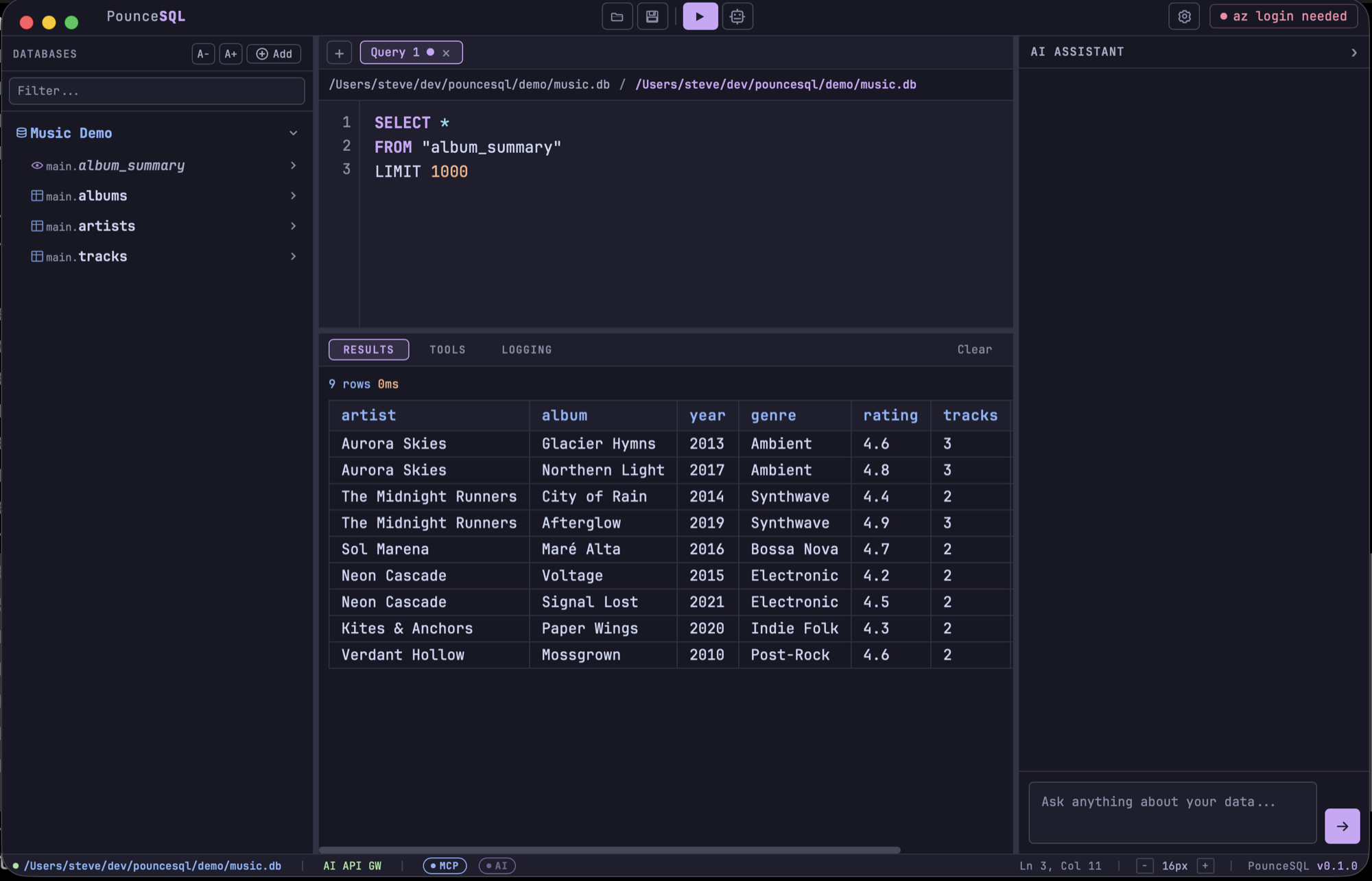 SQLite browsing