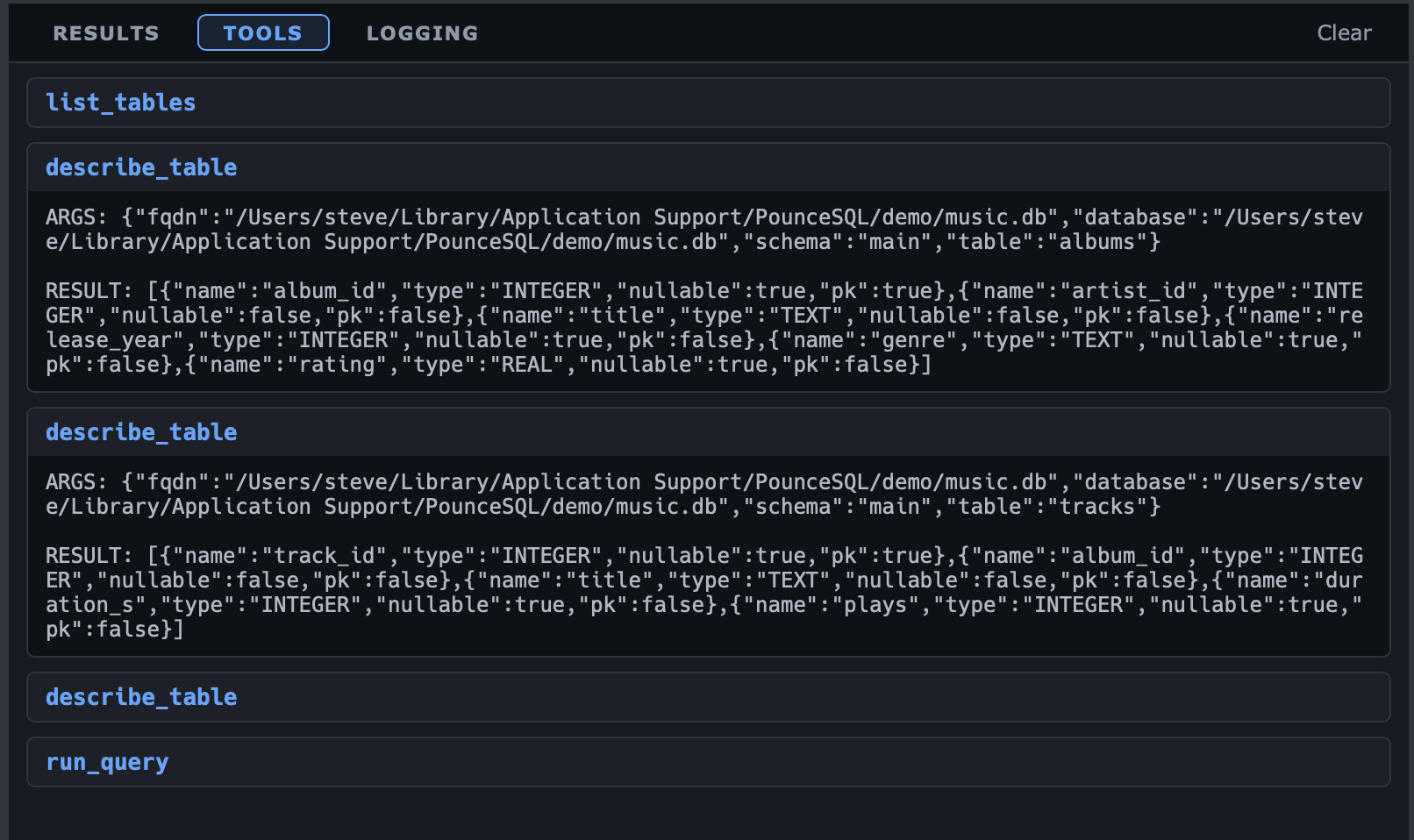 MCP tool calls